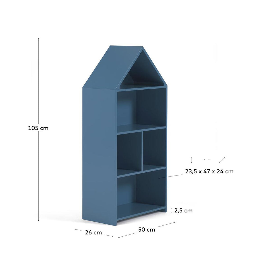 Bücherregal in Hausform  blau Produktmaße