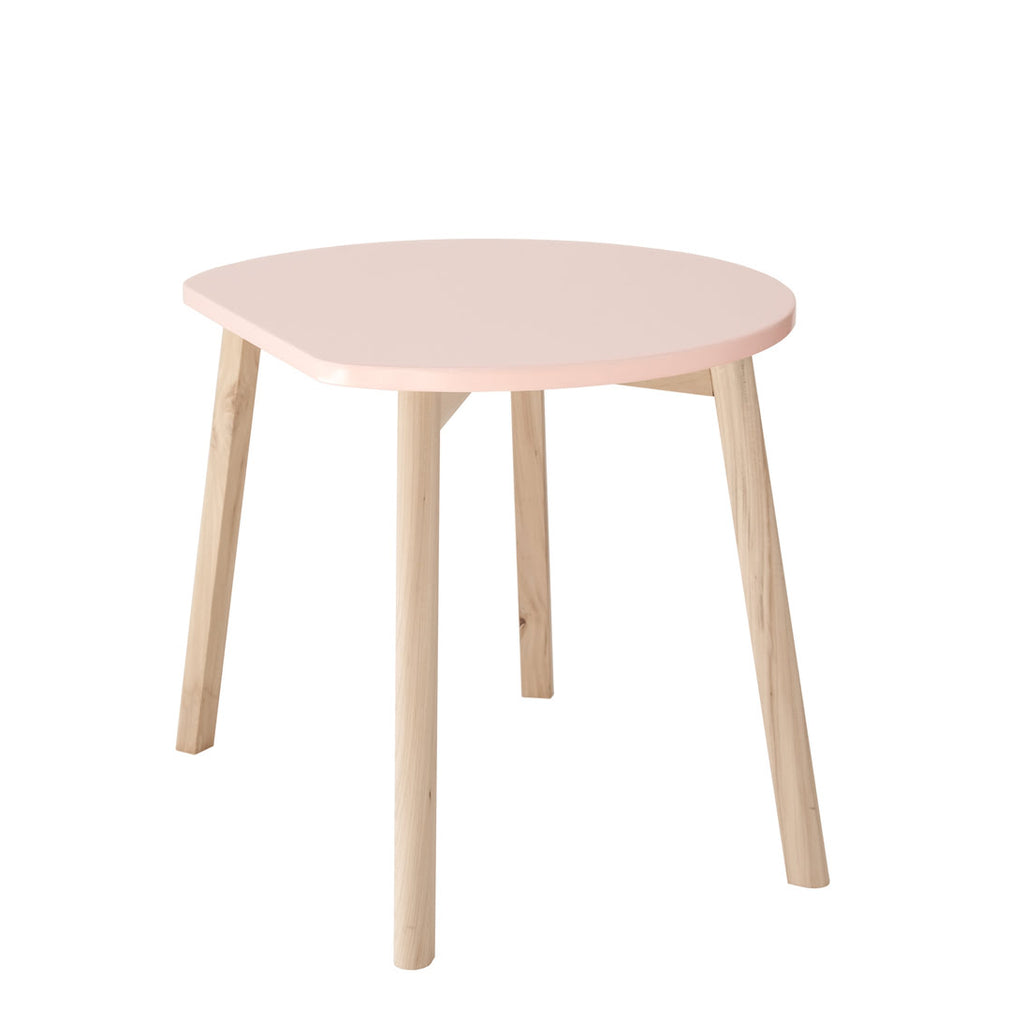 Kindertisch aus Holz halbmondform in rosa