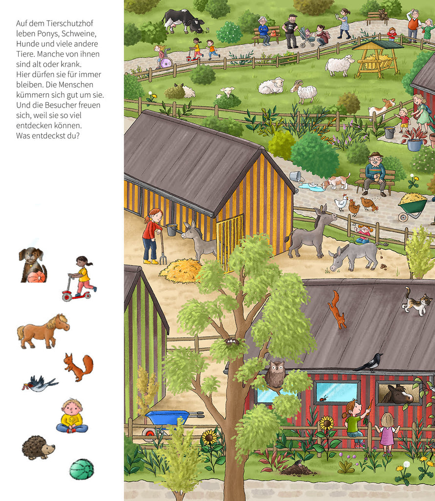 Kinderbuch Mein Wimmelbuch vom Tierschutzhof Innenseite
