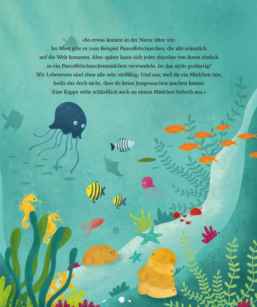 Kinderbuch Vielfalt beflügelt Cover Inhalt Seite Unterm Meer mit Meerestieren